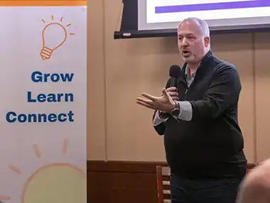 local person speaking at networking event